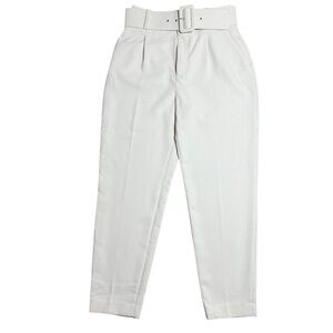 NWT Zara Off- White High-Waisted Belted Long Trousers – Size S